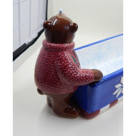 St Nicholas Square Christmas Tidbit Cracker Dish 1999 Bear Christmas Tree - Picture 13 of 14